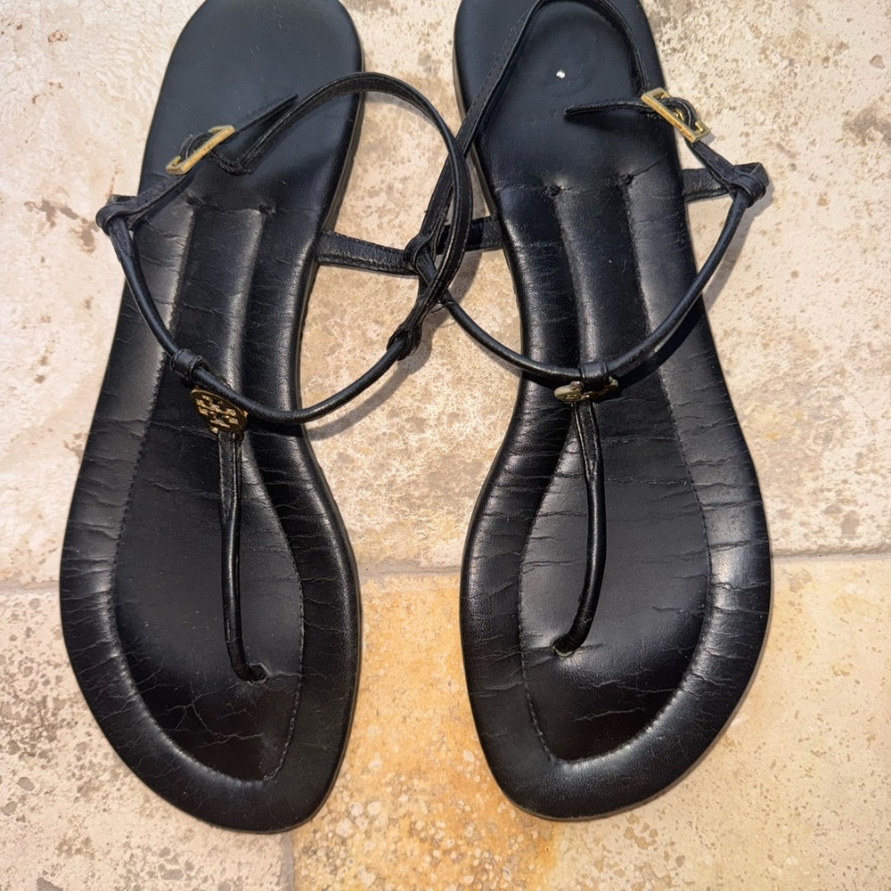 Tory Burch Black Leather Sandals